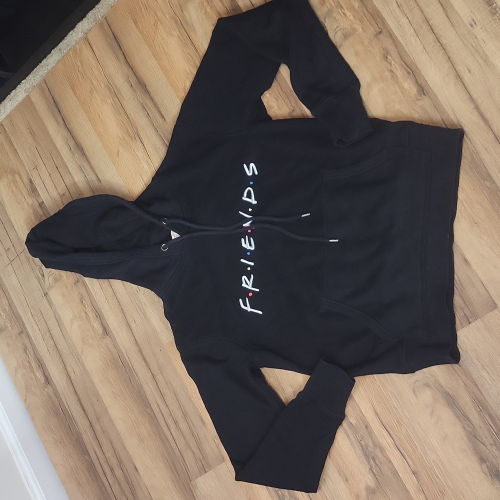 H&M L.o.g.g. WB Friends Colab "FRIENDS"  Fleece Lined Pocket Hoodie Sweatshirt